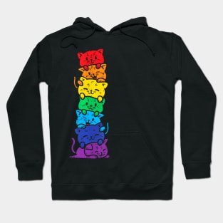 Cat Stack Rainbow Gay Pride Cute Lgbt Animal Pet Lover Hoodie